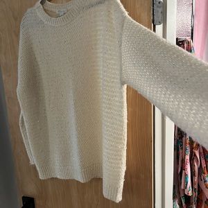 Nordstrom Signature Cashmere Sparkle Light Cream Sweater EUC (XL)
